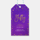Sterren Paarse Waterverf 50ste verjaardagsfeestje Cadeaulabel (Voorkant)