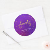 Sterren Paarse Waterverf 70e Verjaardag Ronde Sticker (Envelop)