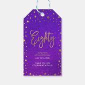 Sterren Paarse Waterverf 80ste verjaardagsfeestje Cadeaulabel (Voorkant)