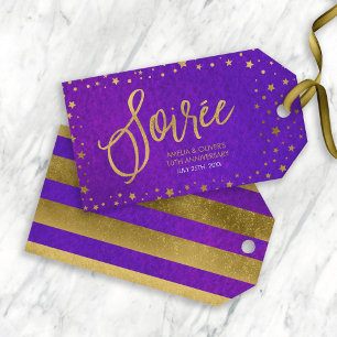 Sterren Paarse Waterverf Bruiloft Jubileum Cadeaulabel