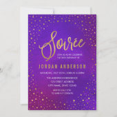 Sterren Paarse Waterverf Soiree Verjaardag Kaart (Voorkant)