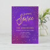 Sterren Paarse Waterverf Zomer Soiree Kaart (Staand voorkant)