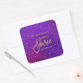 Sterren Paarse Waterverf Zomer Soiree Vierkante Sticker (Envelop)