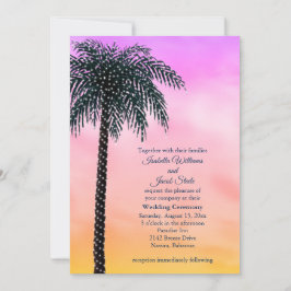 Sterren - palmboom - Sunrise Weduwuitnodiging Kaart