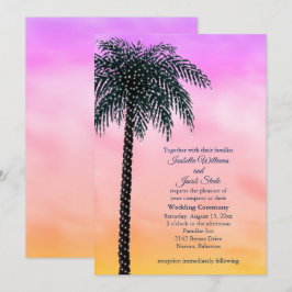 Sterren - palmboom - Sunrise Weduwuitnodiging Kaart