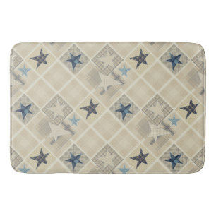 Sterren, patchwork, blauw, denim, textiel, hipp badmat