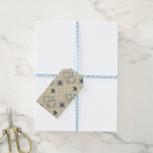 Sterren, patchwork cadeaulabel (Met Touw)