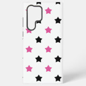 Sterren Patroon Roze Zwart Wit Samsung Galaxy Hoesje (Achterkant)