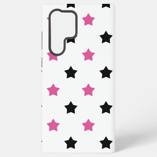 Sterren Patroon Roze Zwart Wit Samsung Galaxy Hoesje (Achterkant)