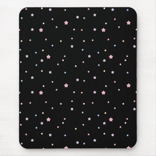 Sterren Patroon Zwart en pastel kleuren Muismat (Voorkant)