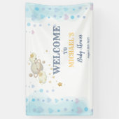 Sterren Planeet Wolken Blauwe Baby Shower Spandoek (Verticaal)