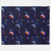 Sterren, Planeten, Galaxy, Buitenste ruimte Thema Fleece Deken (Voorkant (Horizontaal))