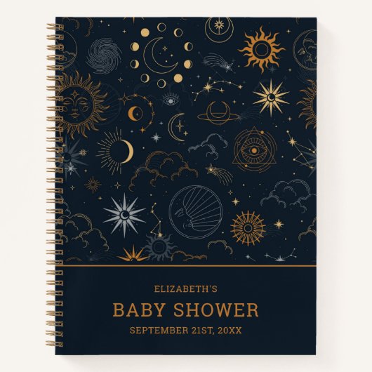 Sterren & Planeten Patroon | BABY SHOWER Notitieboek (Voorkant)