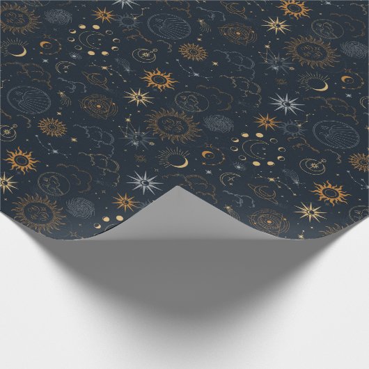 Sterren & Planeten Patroon Cadeaupapier (Hoek)