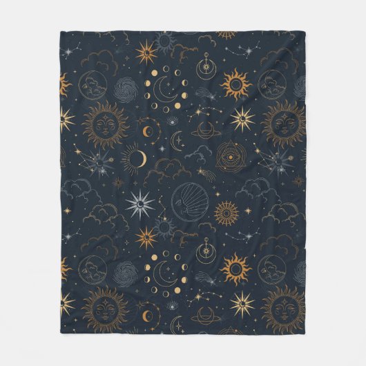 Sterren & Planeten Patroon Fleece Deken (Voorkant)