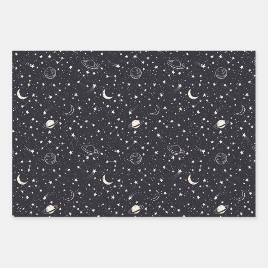 Sterren & Planeten Patroon Inpakpapier Vel (Voorkant 2)