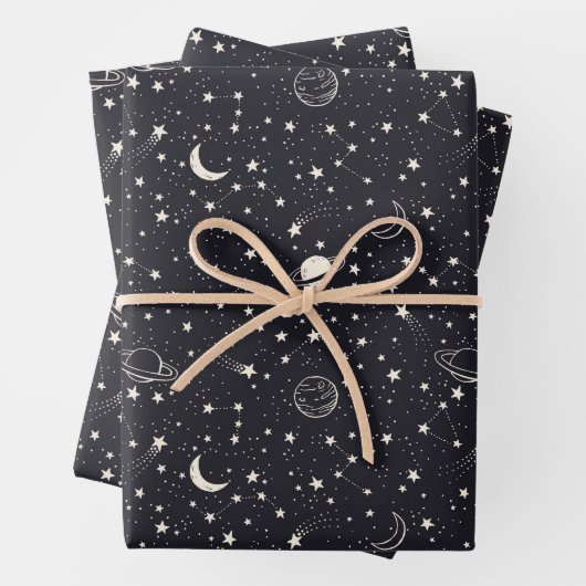 Sterren & Planeten Patroon Inpakpapier Vel (In situ)