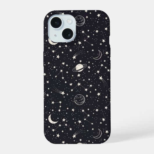 Sterren & Planeten Patroon iPhone 15 Case (Achterkant)