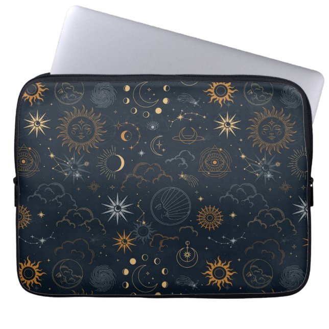 Sterren & Planeten Patroon Laptop Sleeve (Voorkant)
