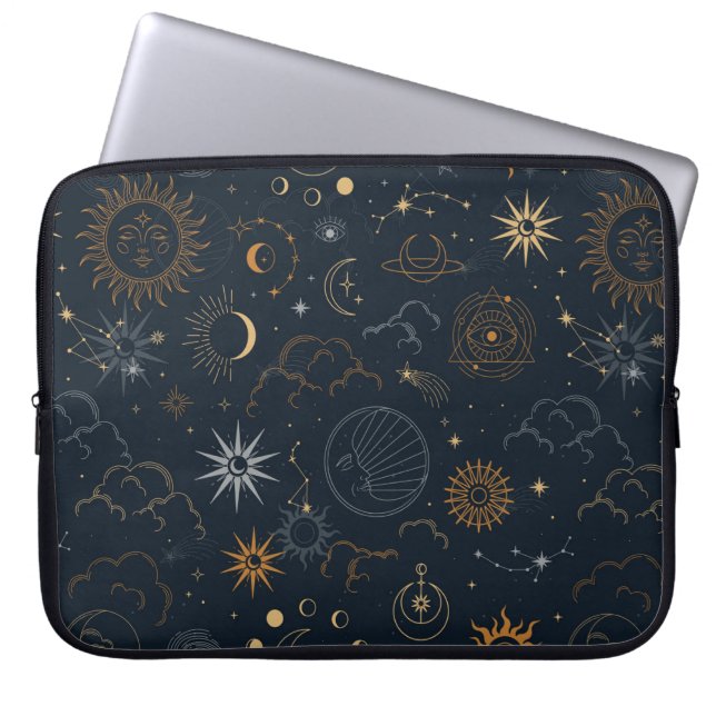 Sterren & Planeten Patroon Laptop Sleeve (Voorkant)