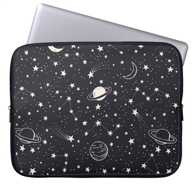 Sterren & Planeten Patroon Laptop Sleeve (Voorkant)