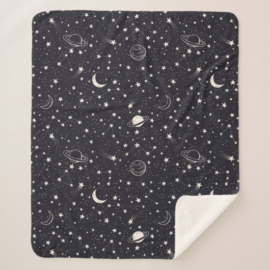 Sterren & Planeten Patroon Sherpa Deken (Voorkant)