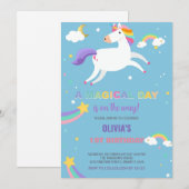 Sterren Rainbow Fly Unicorn Verjaardag Uitnodiging (Voorkant / Achterkant)