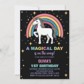 Sterren Rainbow Unicorn Verjaardag Uitnodigingen (Voorkant)