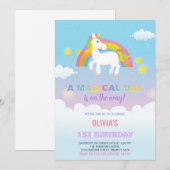 Sterren Rainbow Unicorn Verjaardag Uitnodigingen (Voorkant / Achterkant)