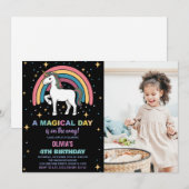 Sterren Rainbow Unicorn Verjaardag Uitnodigingen f (Voorkant / Achterkant)