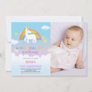Sterren Rainbow Unicorn Verjaardag Uitnodigingen f