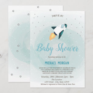 Sterren, Raketaandrijving Baby Shower Uitnodiging