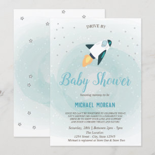 sterren, raketaandrijving door Baby shower uitnodi Kaart