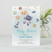 Sterren, raketten, astronaut Baby shower Kaart (Staand voorkant)