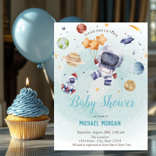 Sterren, raketten, astronaut Baby shower Kaart