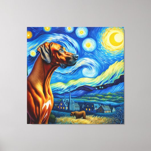 Sterren Rhodesian Ridgeback Hondenportret Canvas Afdruk (Voorkant)