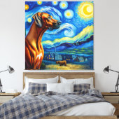 Sterren Rhodesian Ridgeback Hondenportret Canvas Afdruk (Insitu (Slaapkamer))