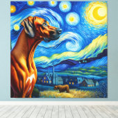 Sterren Rhodesian Ridgeback Hondenportret Canvas Afdruk (Insitu (Houten vloer))