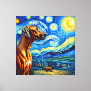 Sterren Rhodesian Ridgeback Hondenportret Canvas Afdruk