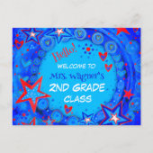 Sterren rood wit blauw terug naar school student feestdagenkaart (Voorkant)