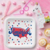 Sterren Rood Wit en Blauw Amerika Papieren Bordje (Feest)