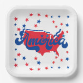 Sterren Rood Wit en Blauw Amerika Papieren Bordje (Voorkant)