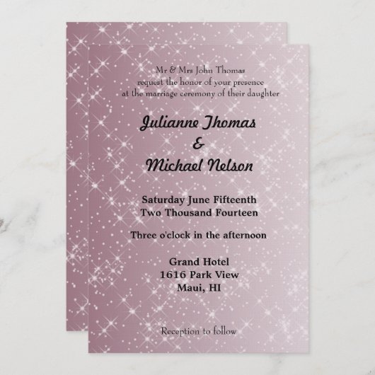 Sterren Roze Abstracte bruiloft Kaart (Voorkant / Achterkant)