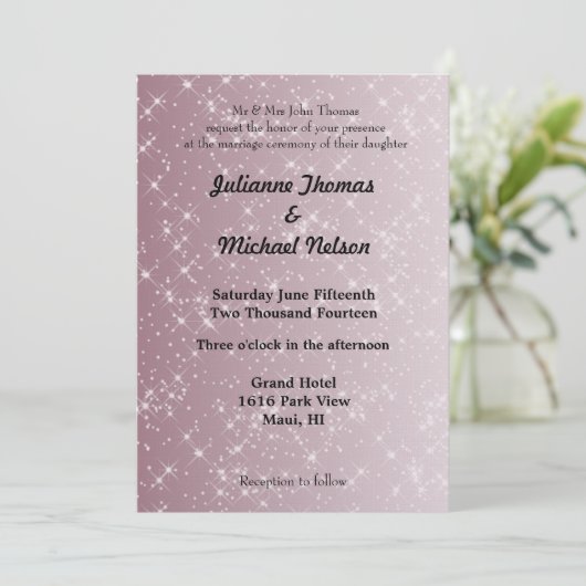 Sterren Roze Abstracte bruiloft Kaart (Staand voorkant)