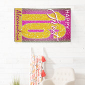 Sterren Roze Glitter Glitz | Sweet 16 verjaardagsf Spandoek (Insitu)
