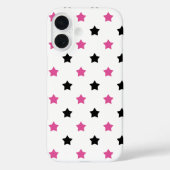 Sterren Roze Zwart Patroon Witte Achtergrond Case-Mate iPhone Case (Achterkant)