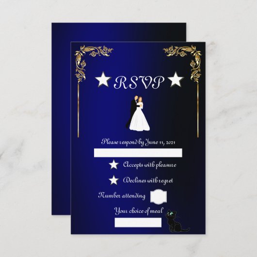 Sterren RSVP Kaartje (Voorkant / Achterkant)