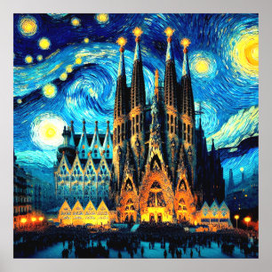 Sterren Sagrada Familia Barcelona Poster