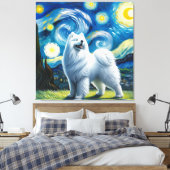Sterren Samoyed Hond Portret - Pet Portrait Canvas Afdruk (Insitu (Slaapkamer))