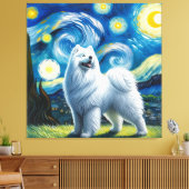 Sterren Samoyed Hond Portret - Pet Portrait Canvas Afdruk (Insitu (Woonkamer))